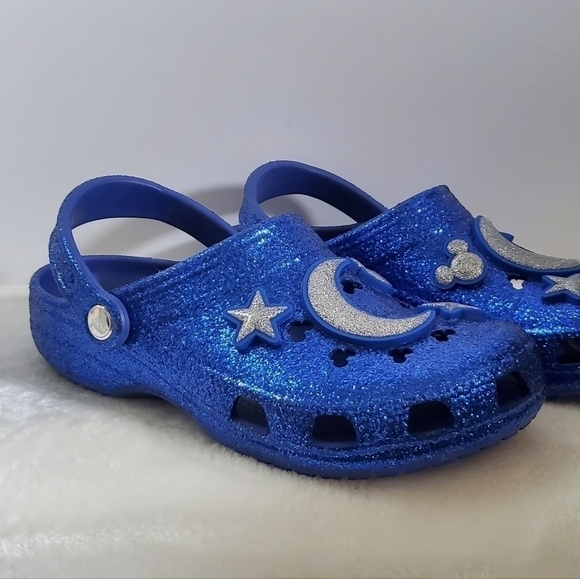 Crocs Disney Parks Make A Wish Come True Blue Silver Glitter Clog Unisex - Picture 1 of 16